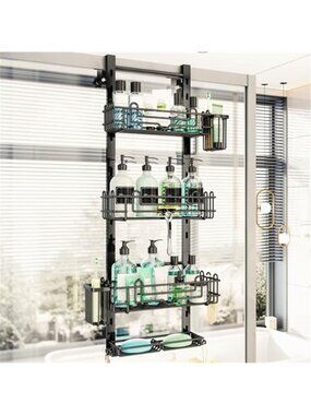 Over Door Shower Caddy Hanging Bathroom Organizer 4 Tier Shower Shelf Hooks